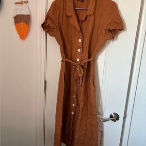 Quince terracotta Button-Down Dress, M